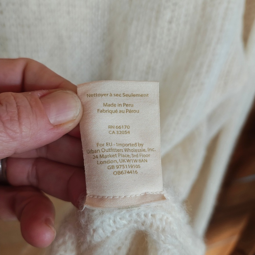 Free People Alpaca Ophelia Ivory Cowl Neck Cozy Tunic Sweater Ribbed Knit Size M - Picture 6 of 9